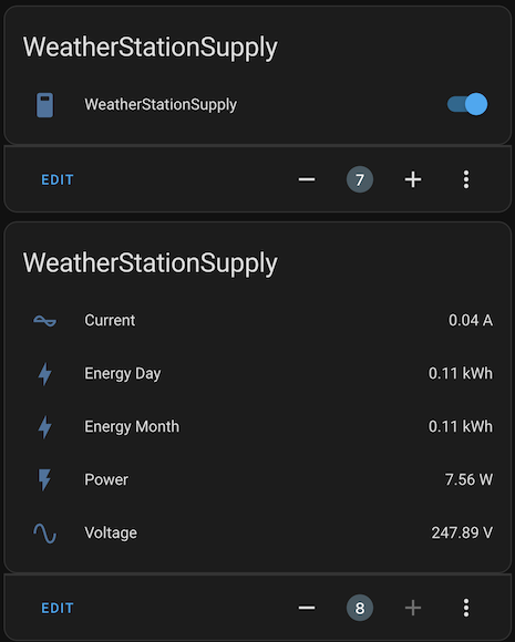 Home Assistant Cards for the Sonoff S60TPG
