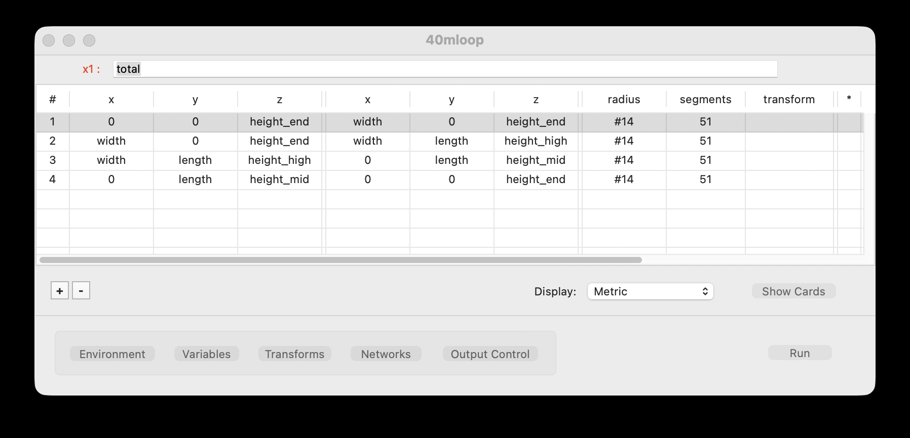 CocoaNEC 2.0 Spreadsheet Input Window