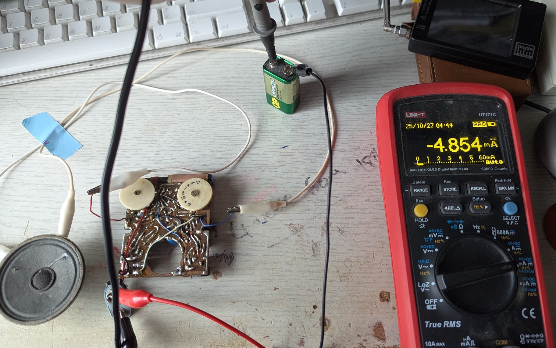 A lash up on the bench to test the Radio's current draw.