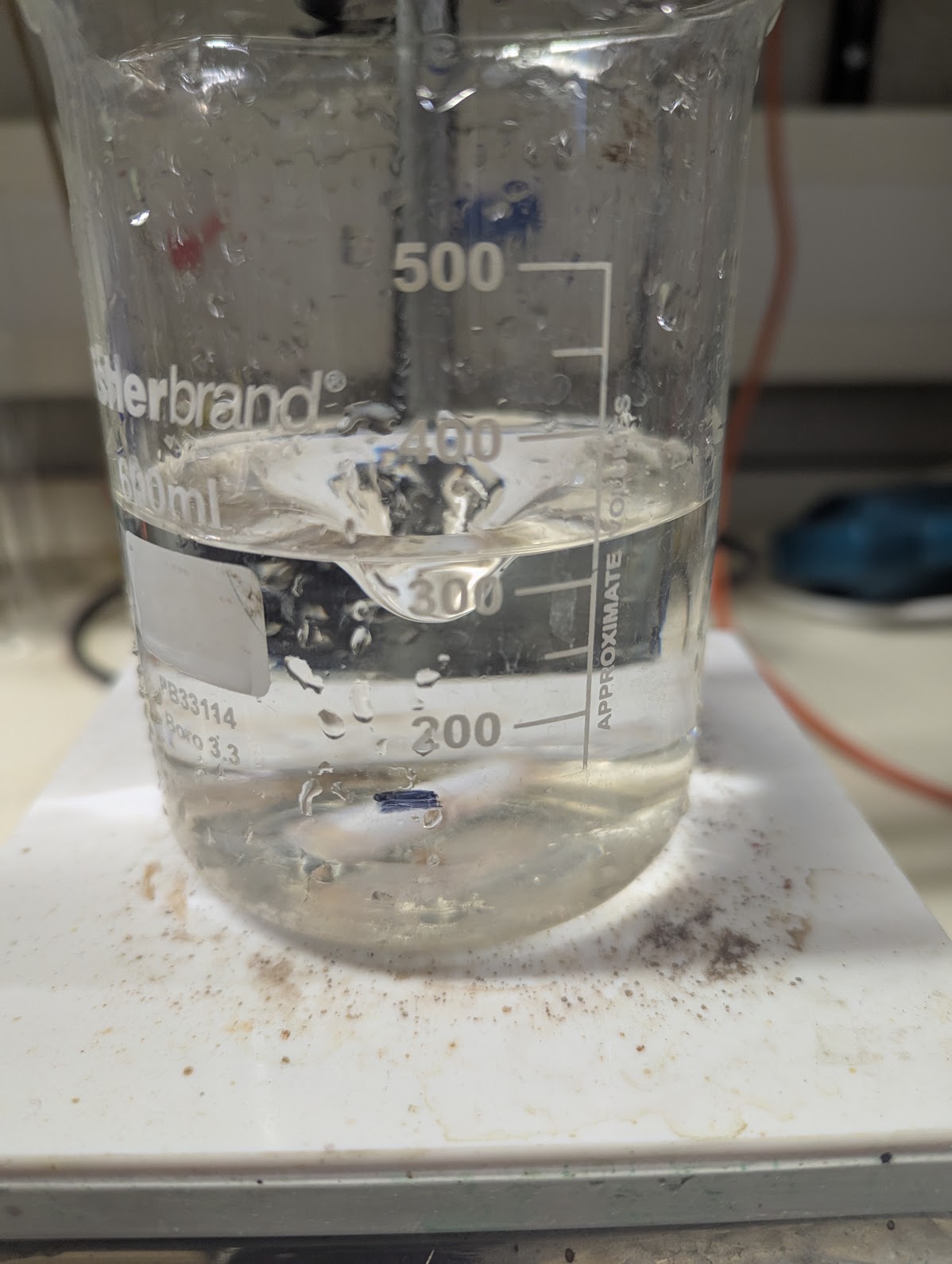 Get 300ml of water, stirring. Heat isn&rsquo;t needed, but may speed up the reaction.