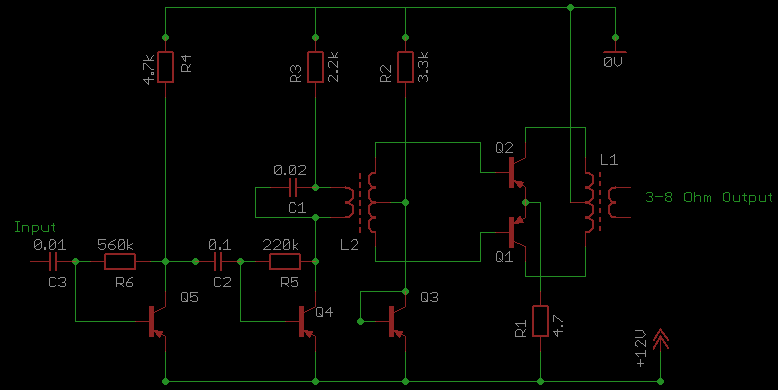 Transformer coupled audio amp